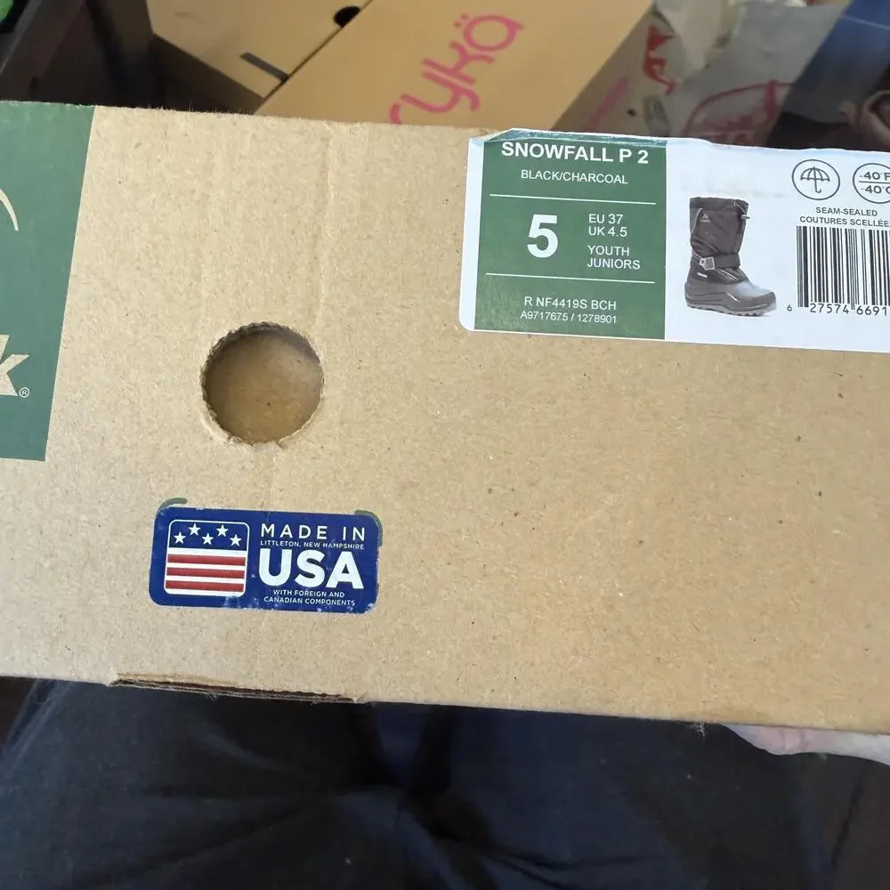Kamik Snowfall P 2 Kid's US 5 Snow Boots Black Charcoal Winter Waterproof USA